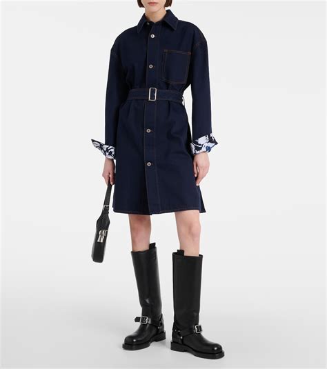 burberry belted blue dress